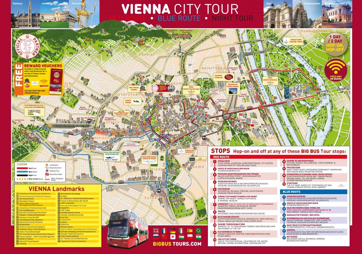 Vídeň big bus tour mapě
