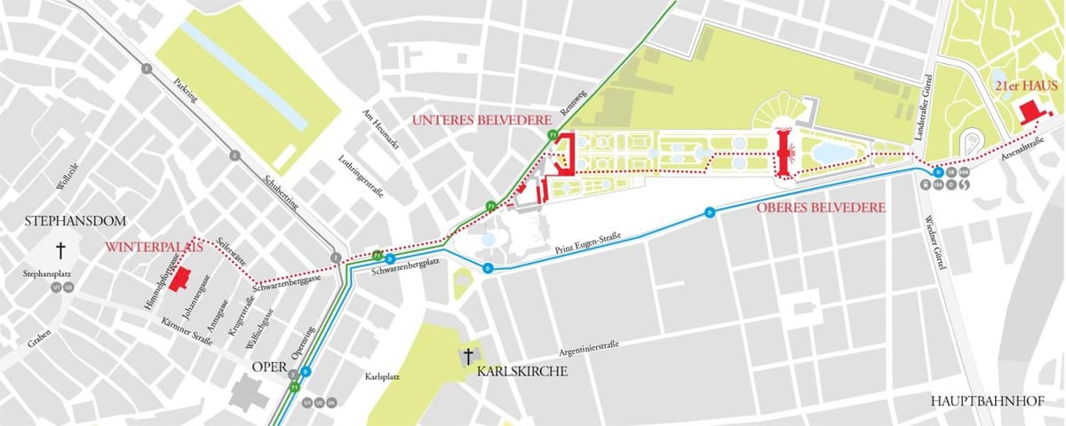 Mapa belvedere Vídeň