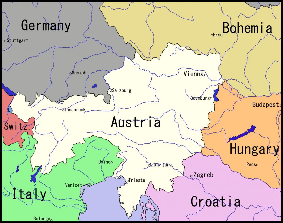 mapa Vídně a okolí