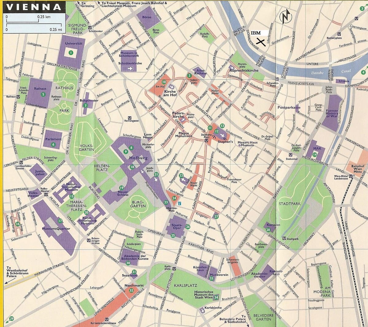 Mapa obchodních domů ve Vídni