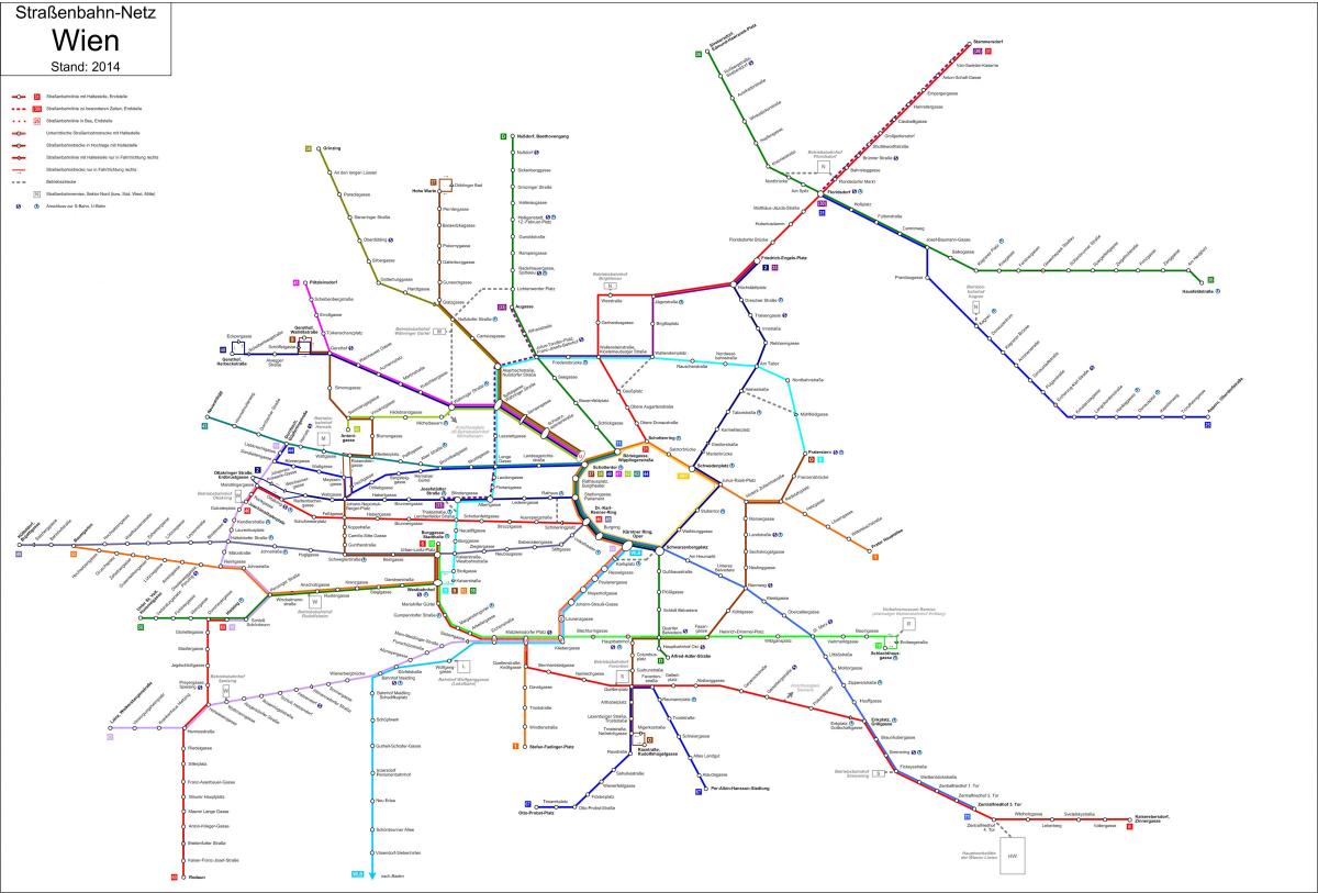 Vídeň strassenbahn mapě