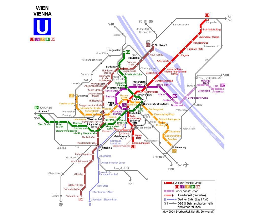 Mapa u1 Vídeň