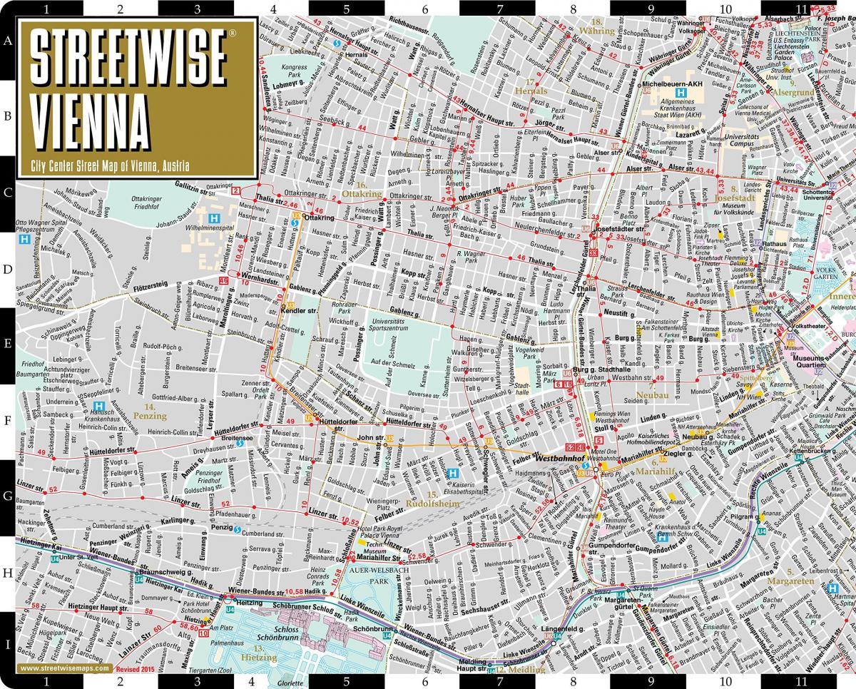 město ulice mapa Vídeň Rakousko