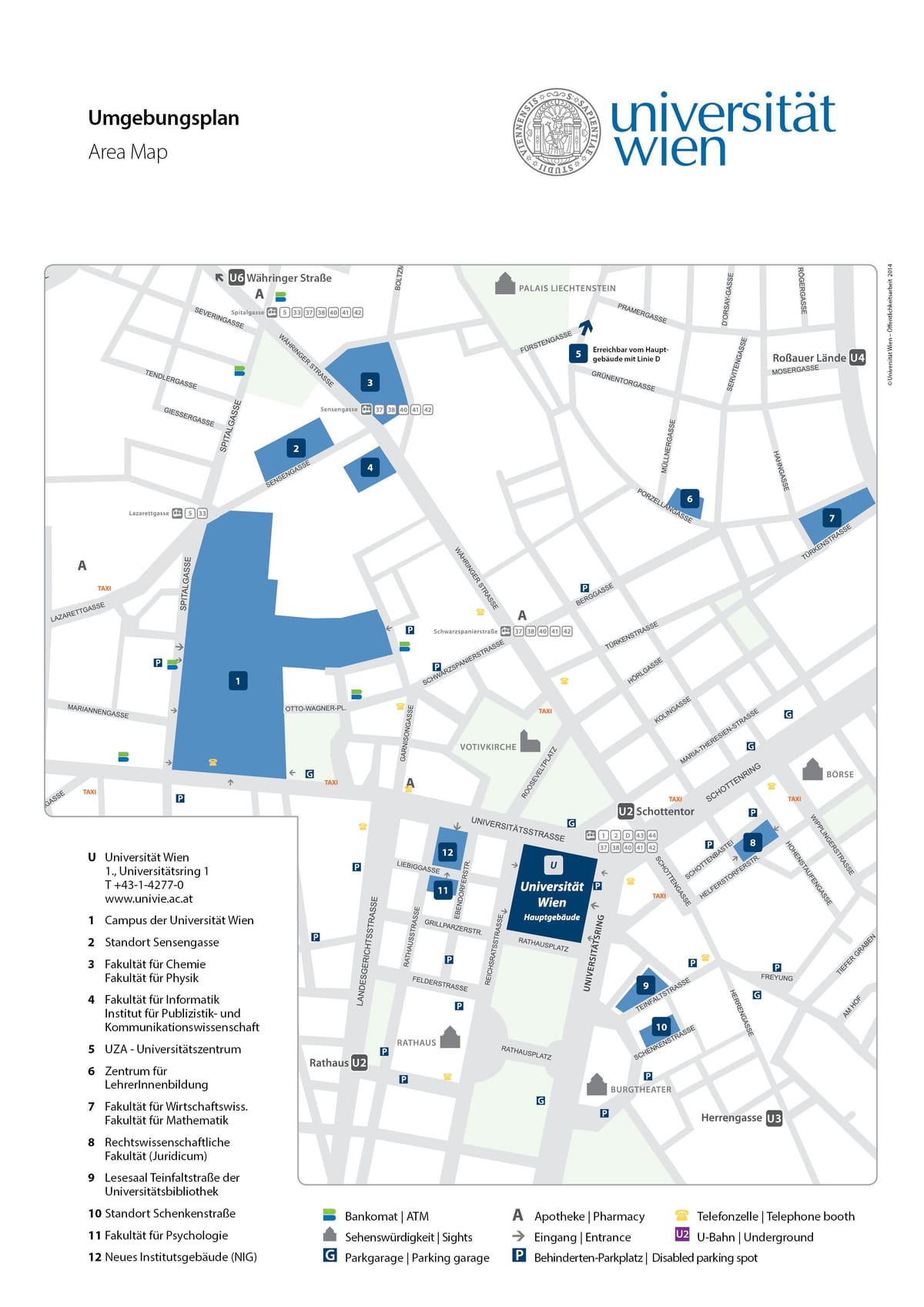 Mapa univerzitě ve Vídni