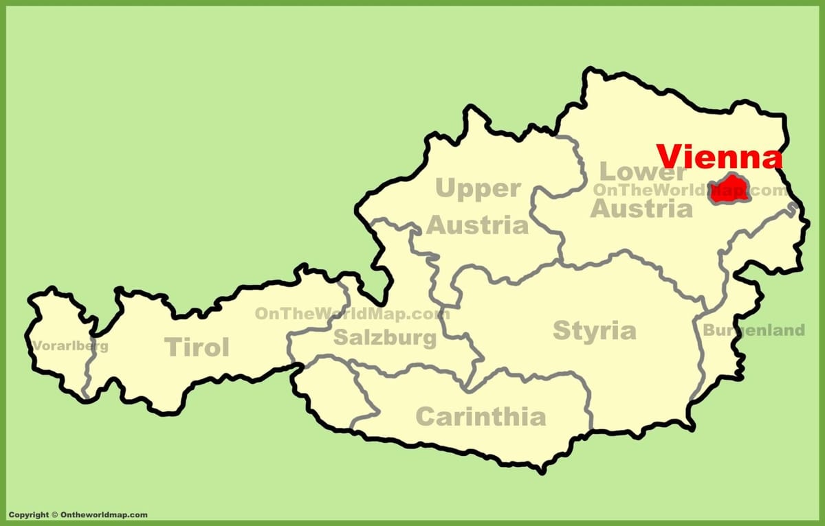 Wien, Rakousko mapa