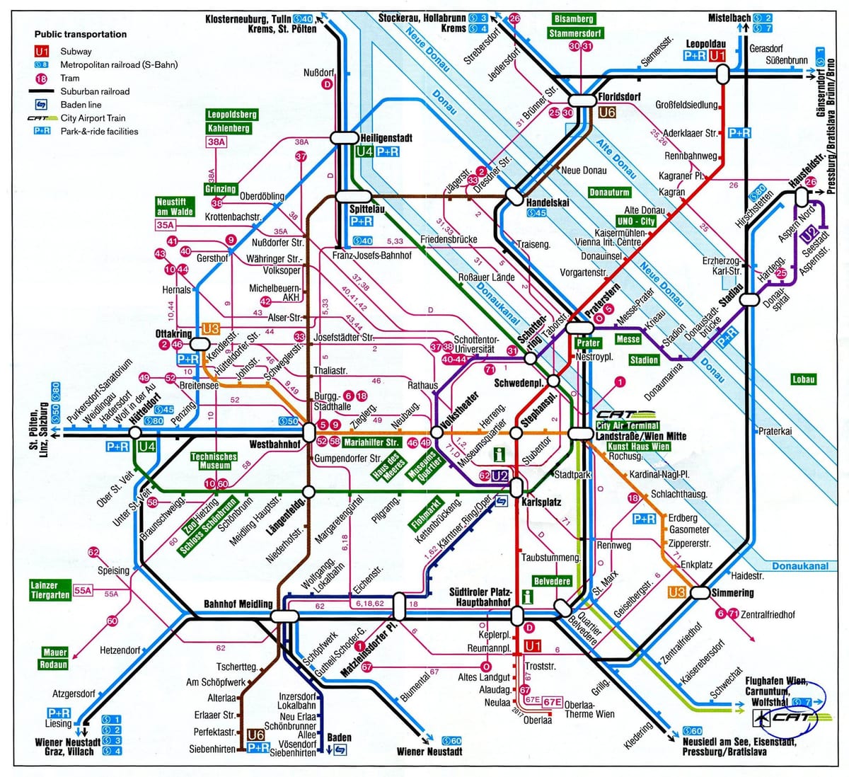 Mapa Vídeň Rakousko vlak
