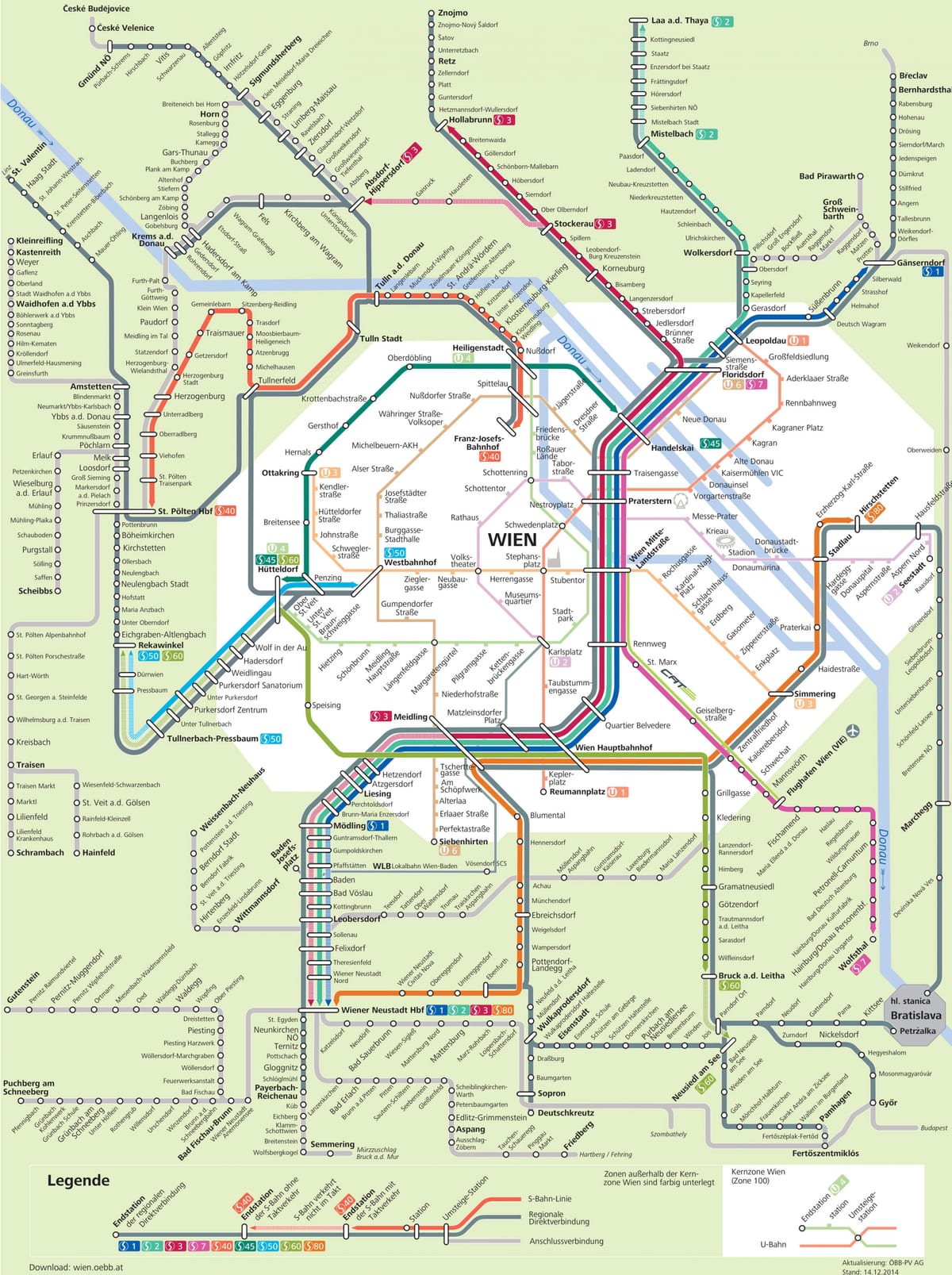 Mapa Vídně s7 trasu