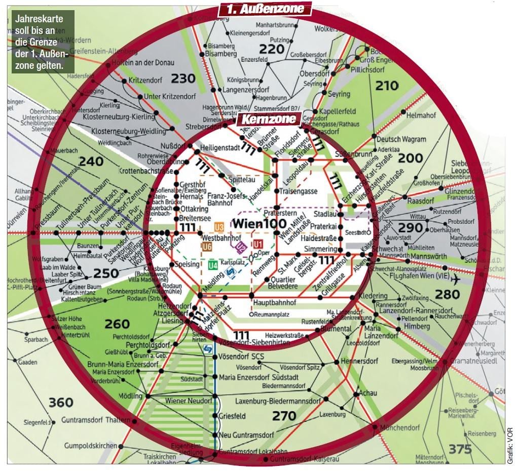 Wien 100 zóně mapě