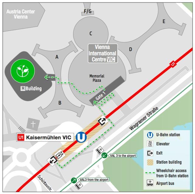 Mapa Vídeňské mezinárodní centrum