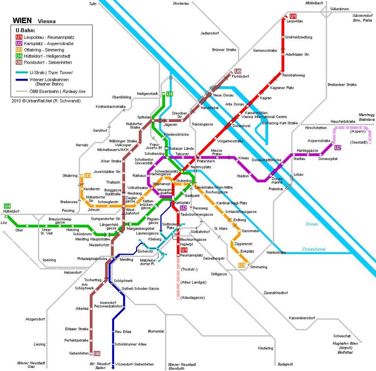 Vídeň mapa metra hauptbahnhof