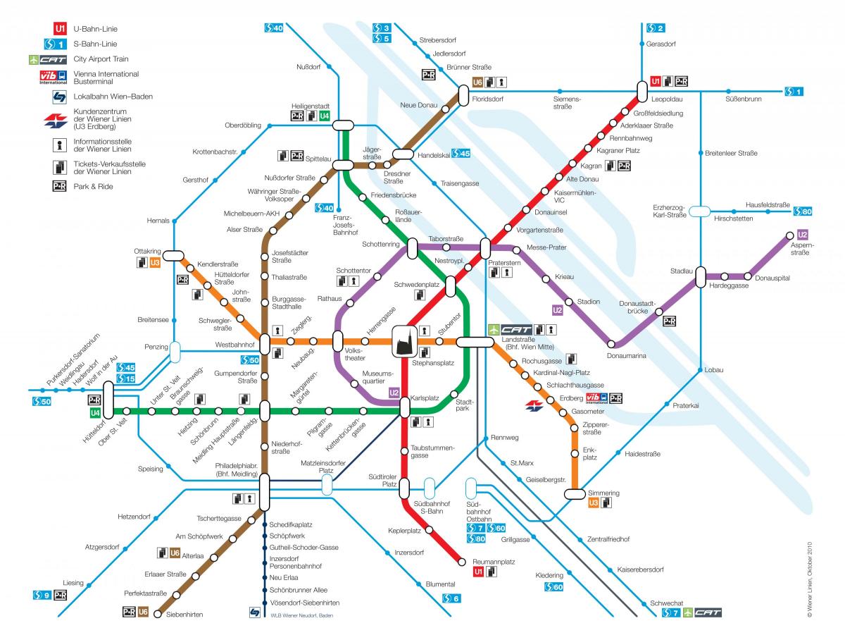 Vídeňské veřejné dopravy mapu