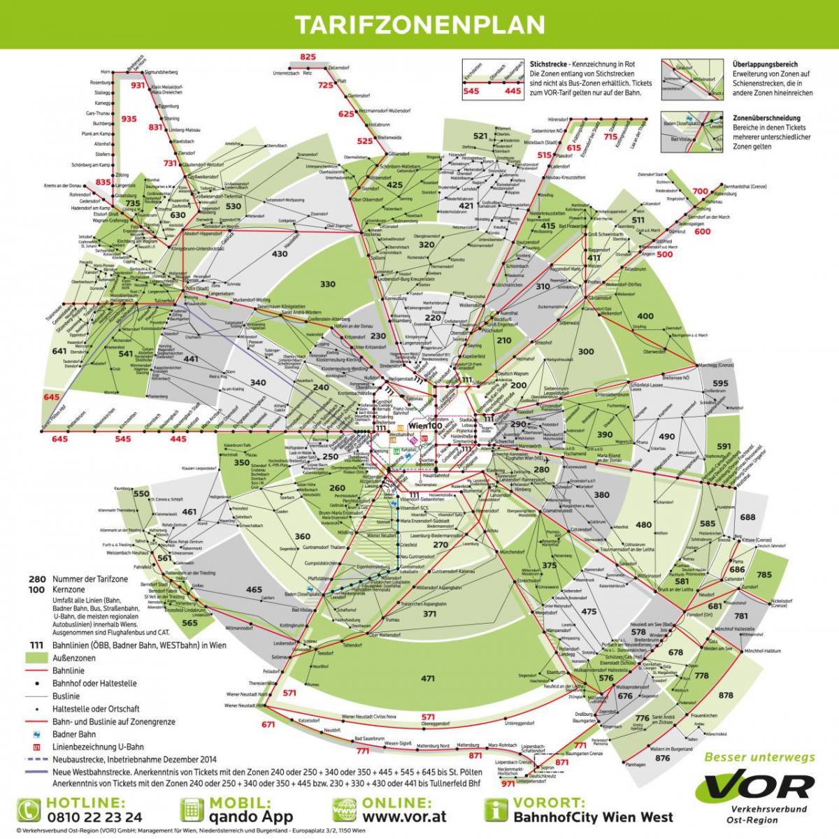 Mapa Vídně dopravních zón