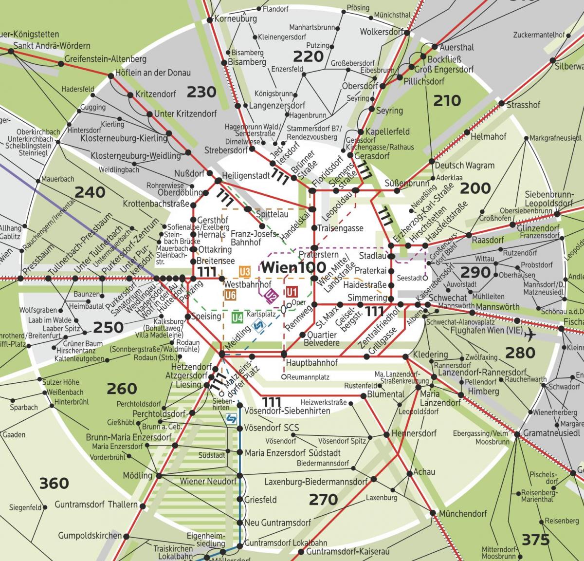Wien zóny 100 mapě