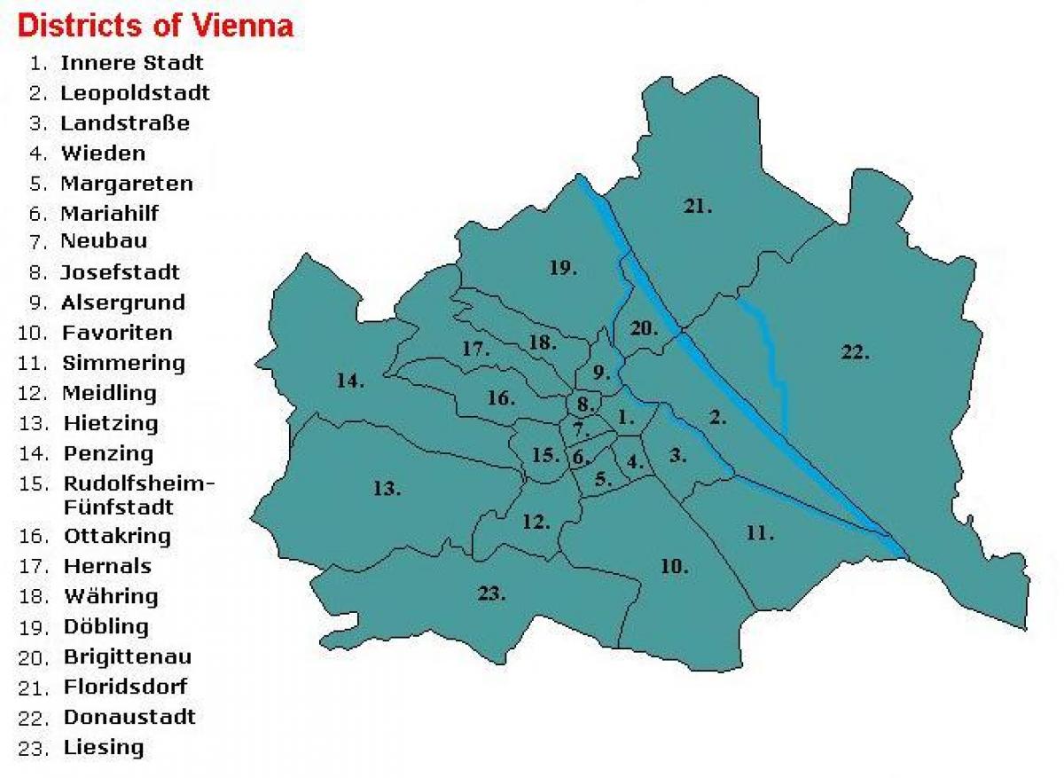 Wien okresů mapa