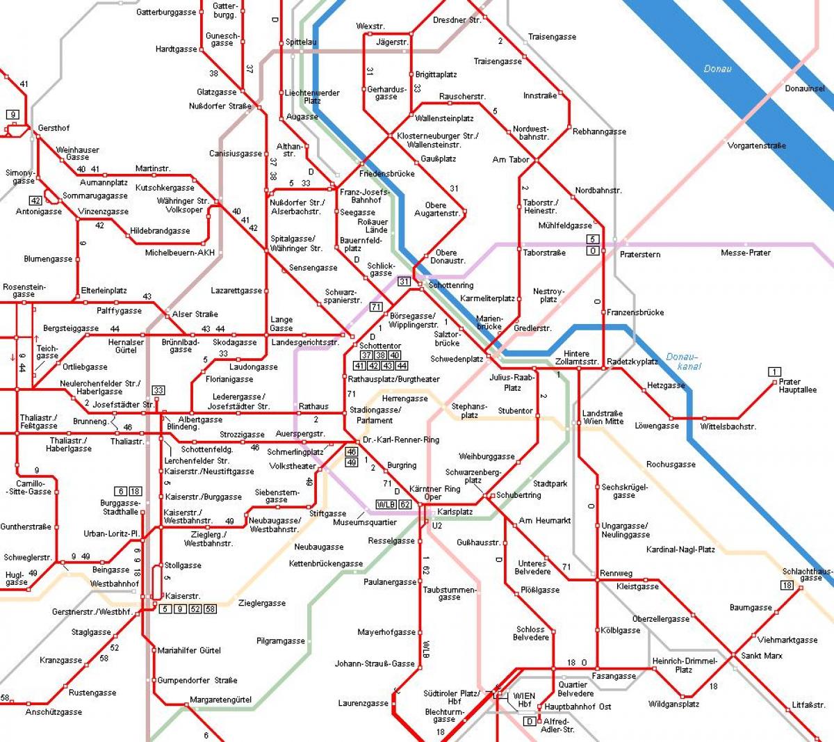 Vídeň Rakousko tramvaj mapa