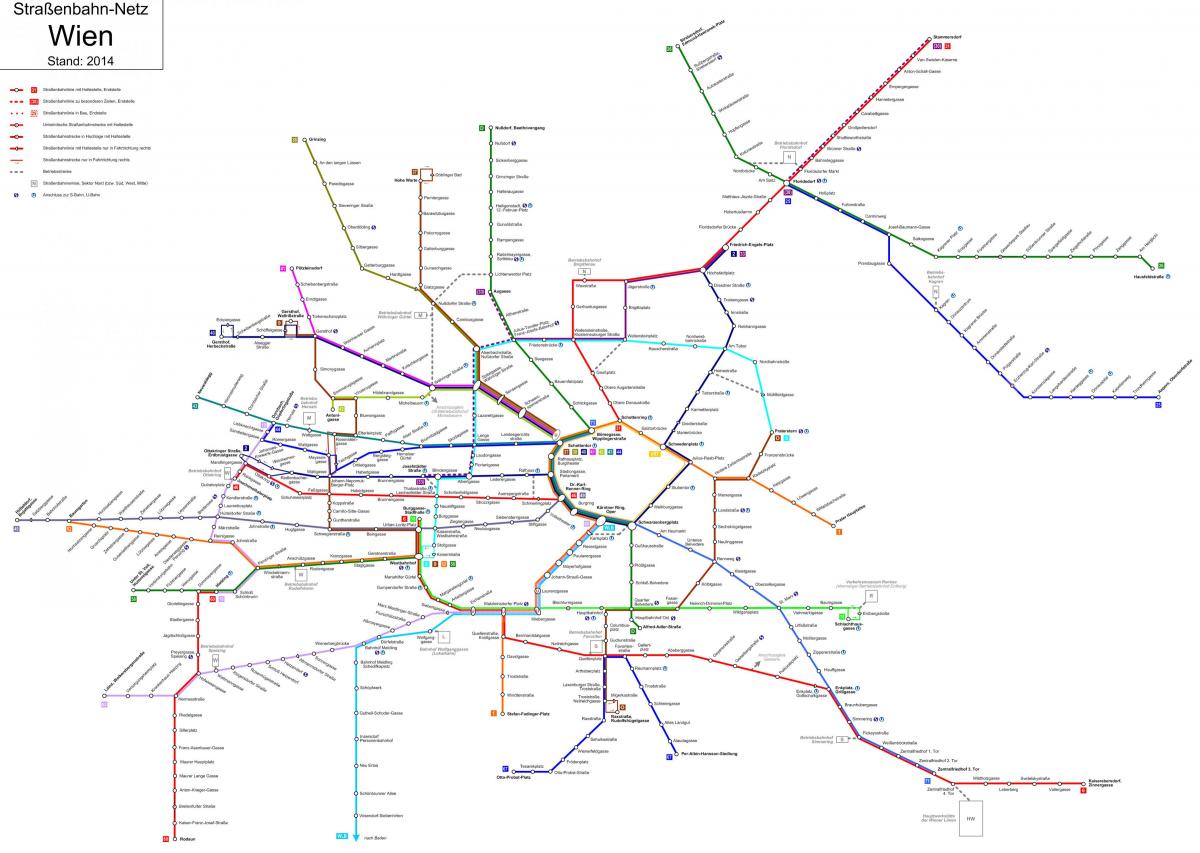 Vídeň tramvajová linka d mapa