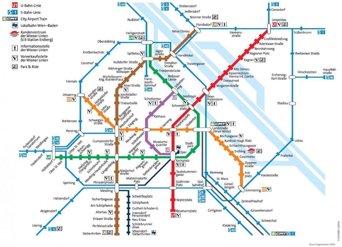 Wien veřejné dopravy mapu