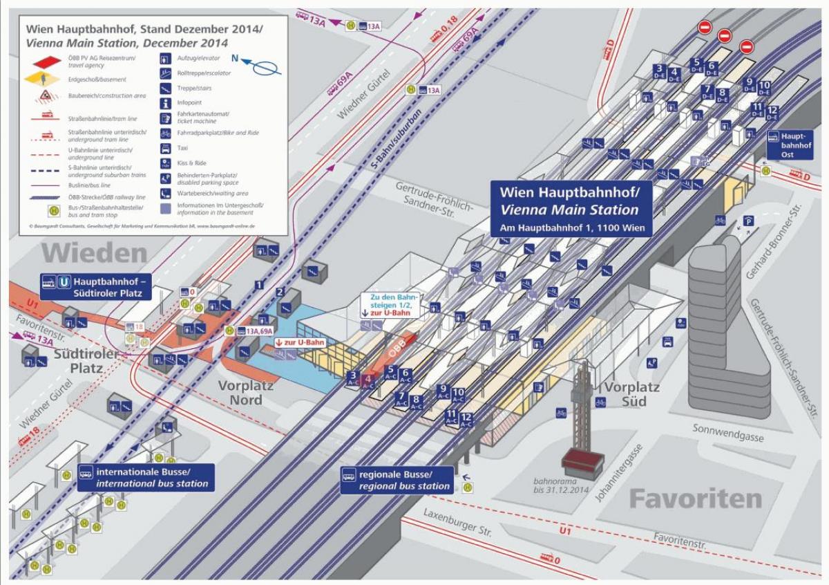 Mapa Wien hbf platformy