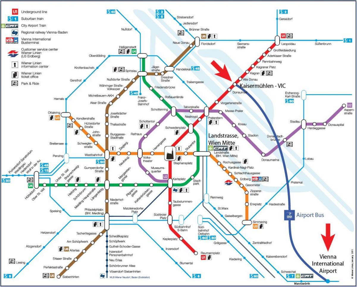 Mapa Wien mitte station