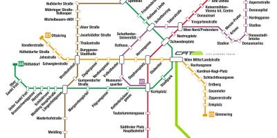 Vídeň letiště, vlakové nádraží mapě