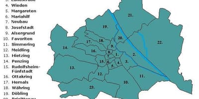Wien okresů mapa