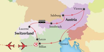 Mapa Vídeň švýcarsko