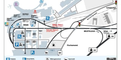 Mapa Vídně, parkování na letišti