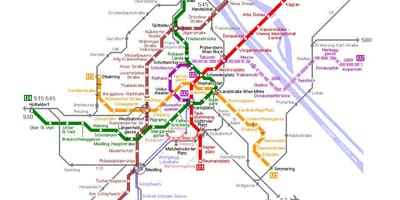 Mapa Vídně tramvaj