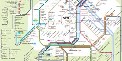 Vídeň lehké železniční mapě