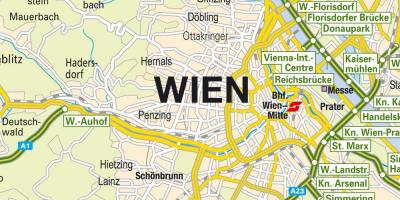 Mapa ukazuje Vídni
